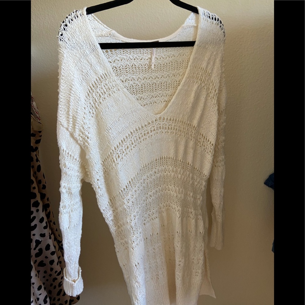 Free People cream knit sweater